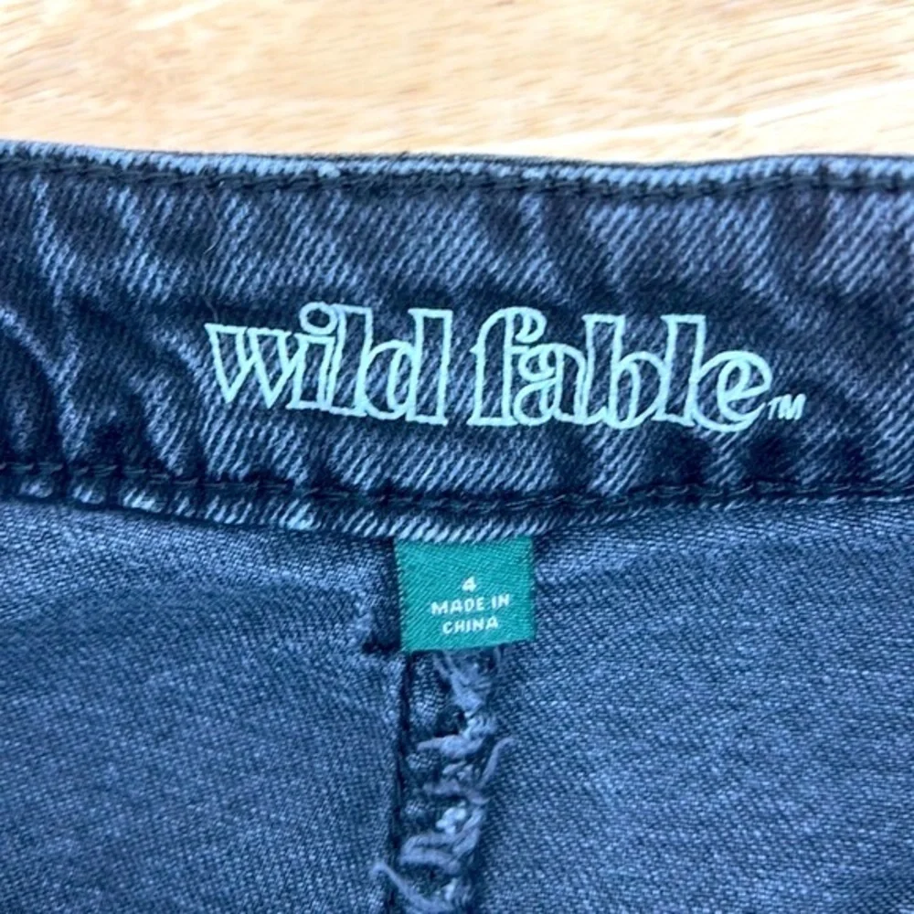 Wild Fable - Black Stonewash Frayed Zip Up Denim Cotton Mini Skirt Size 4 - Picture 8 of 9